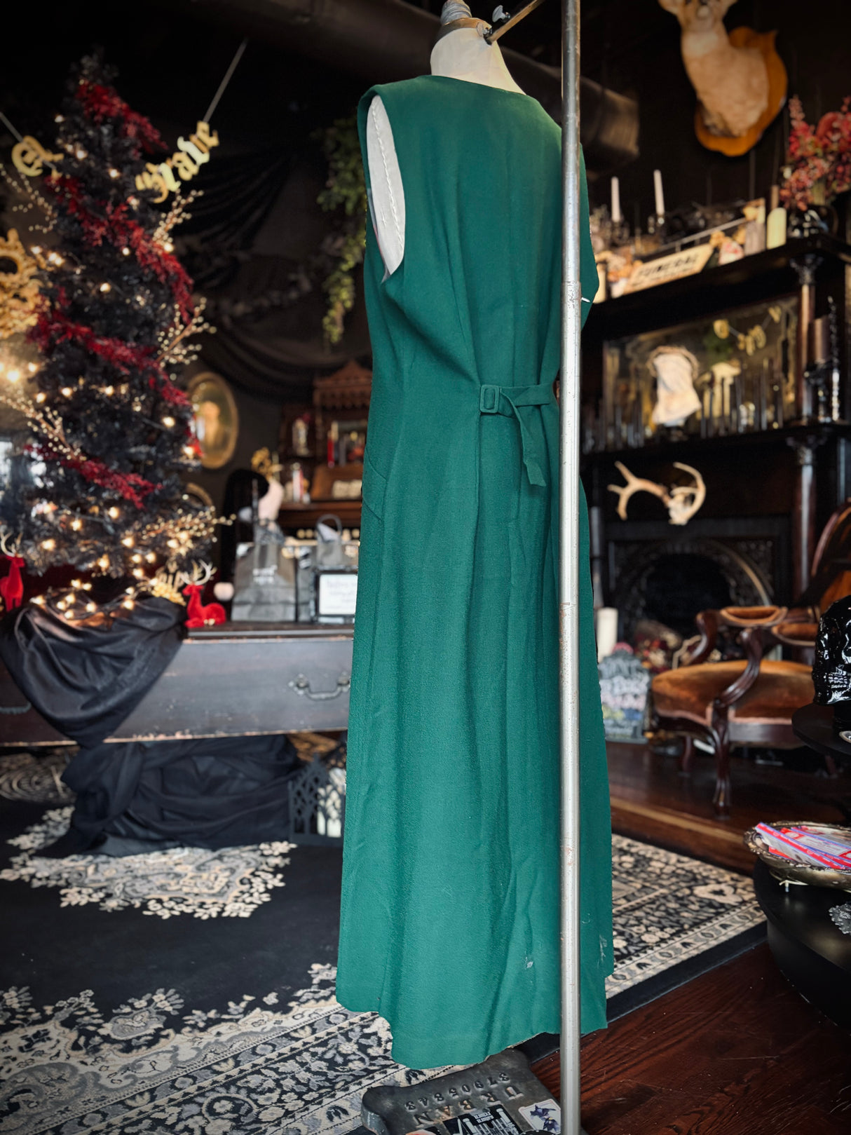 Vintage Talbots Sara Campbell Emerald Green Wool Button Down Midaxi Dress