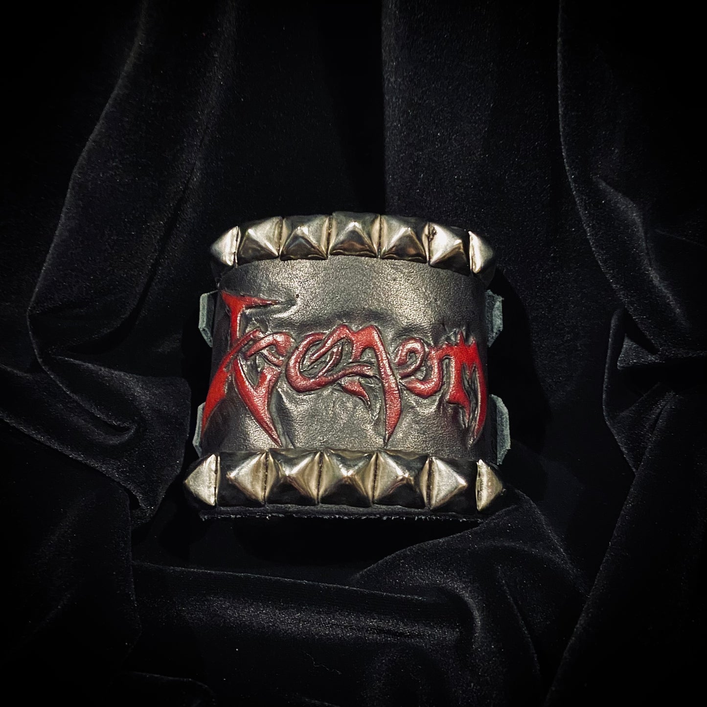 Diggers Leather Studded “Venom” Buckled Wrist Cuff