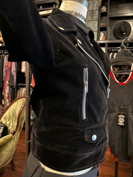 RE:NAMED Black Velvet Moto Jacket