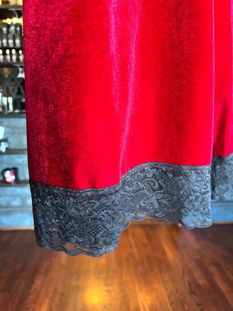 Grave Details Dark Red Velvet Cozy Bloomer Capri Pants