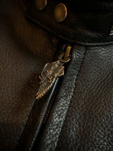 Willie G For Harley Davidson Black Leather Braided Fringe Jacket