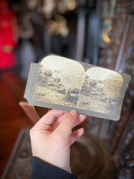Vintage Stereoscope With German War Photo 3D Viewing Card