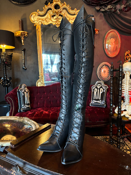 NWT Widow “Every Witch Way” Thigh High Pointed Toe Boots