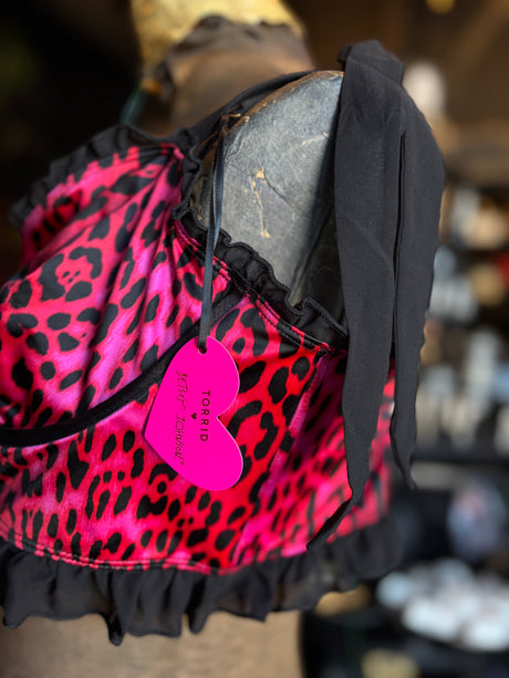 Torrid X Betsey Johnson Pink Leopard Print Bustier Bra