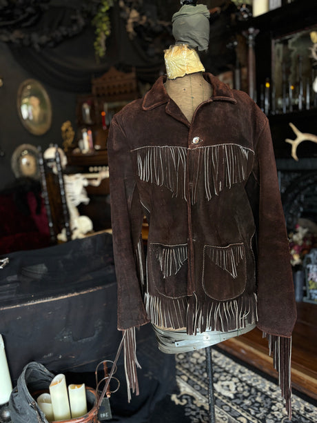Vintage Brown Suede Fringe Jacket