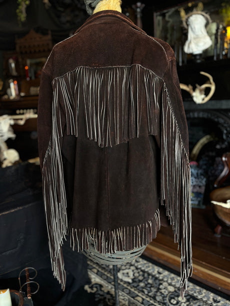 Vintage Brown Suede Fringe Jacket