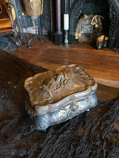 Antique Ornate Silver Jewelry Box