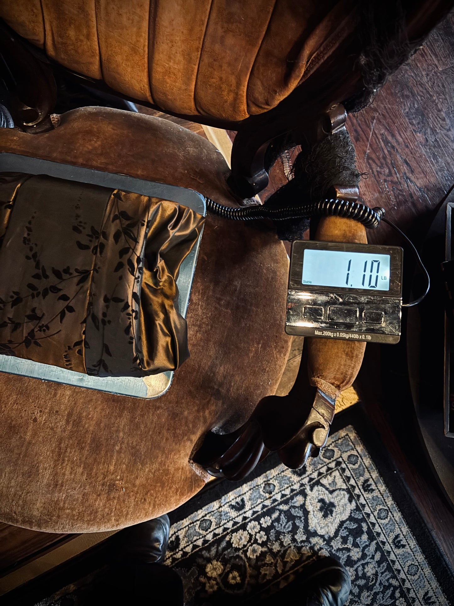 Velvet and bronze formal gown