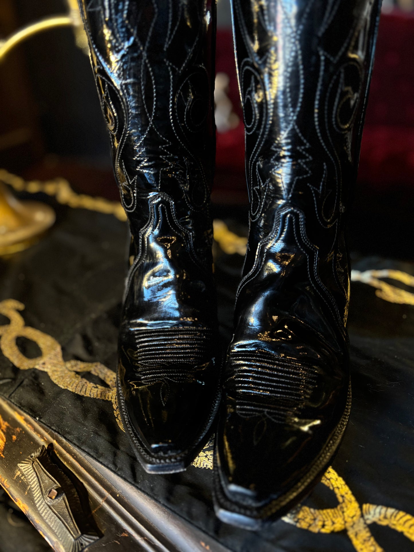 Lucchese Patent Vegan Leather Cowboy Boots