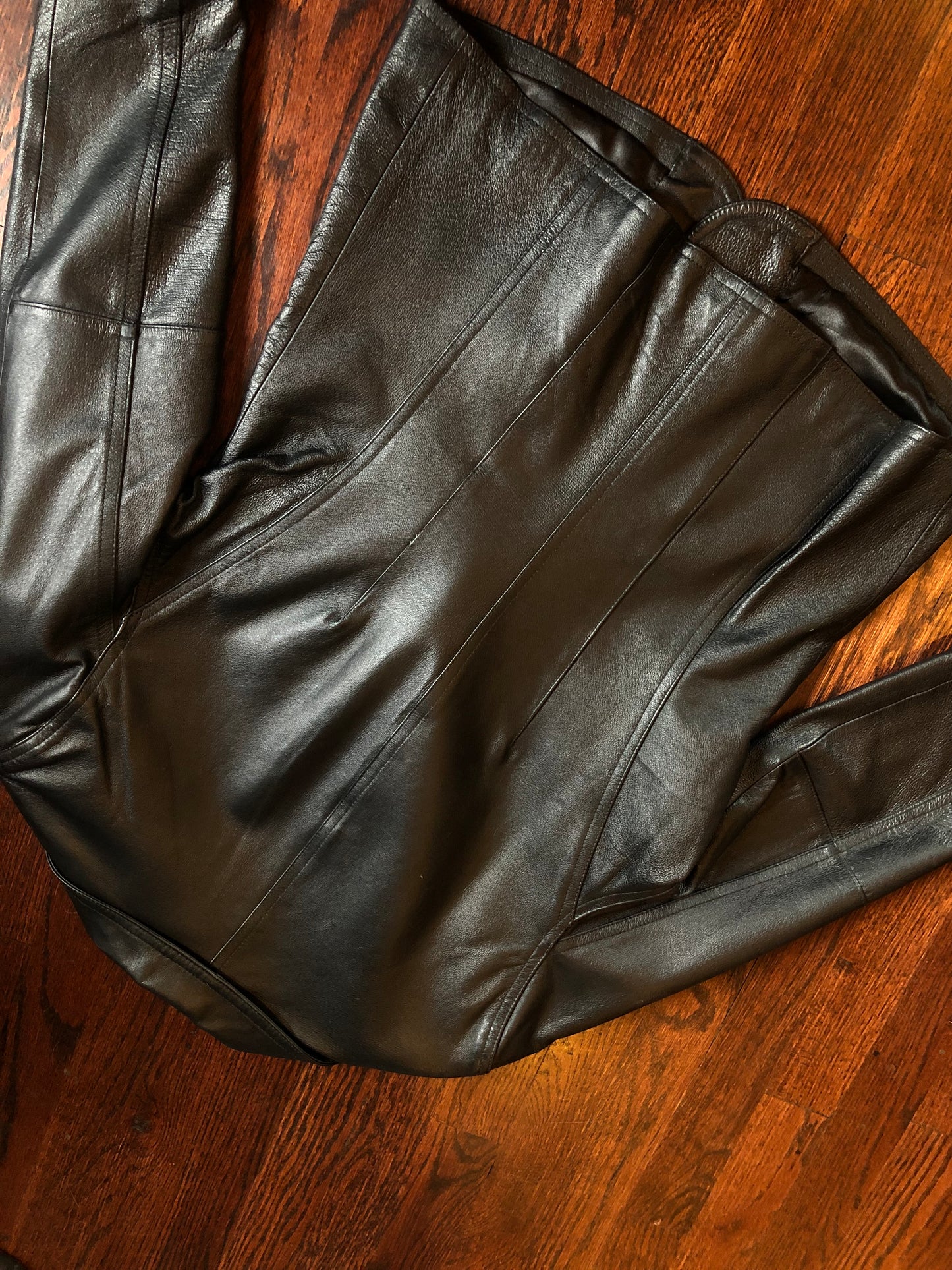 Vintage Clio Black Leather Zipper Pocket Blazer