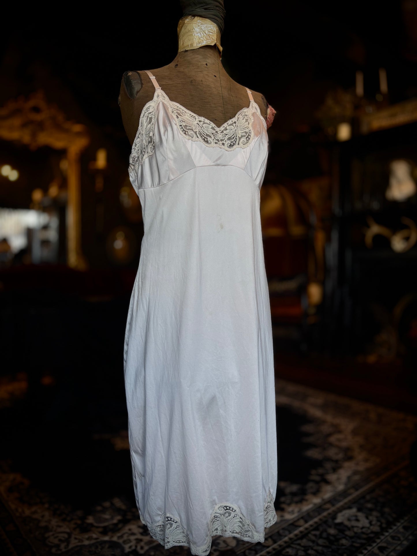 Champaigne Lace Trim Slip Dress