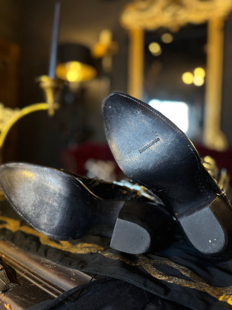 Lucchese Black Patent Leather Cowboy Boots
