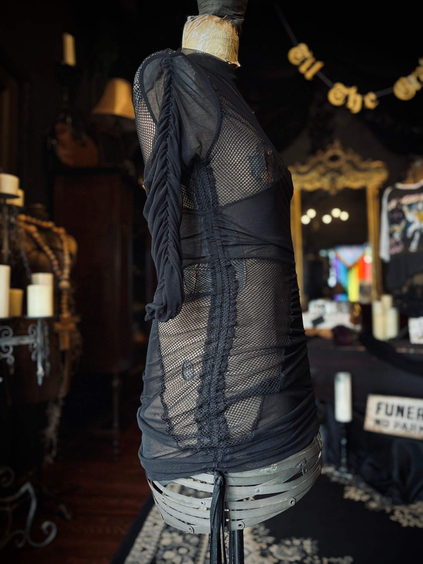 DARKERWAVES sheer fishnet dress