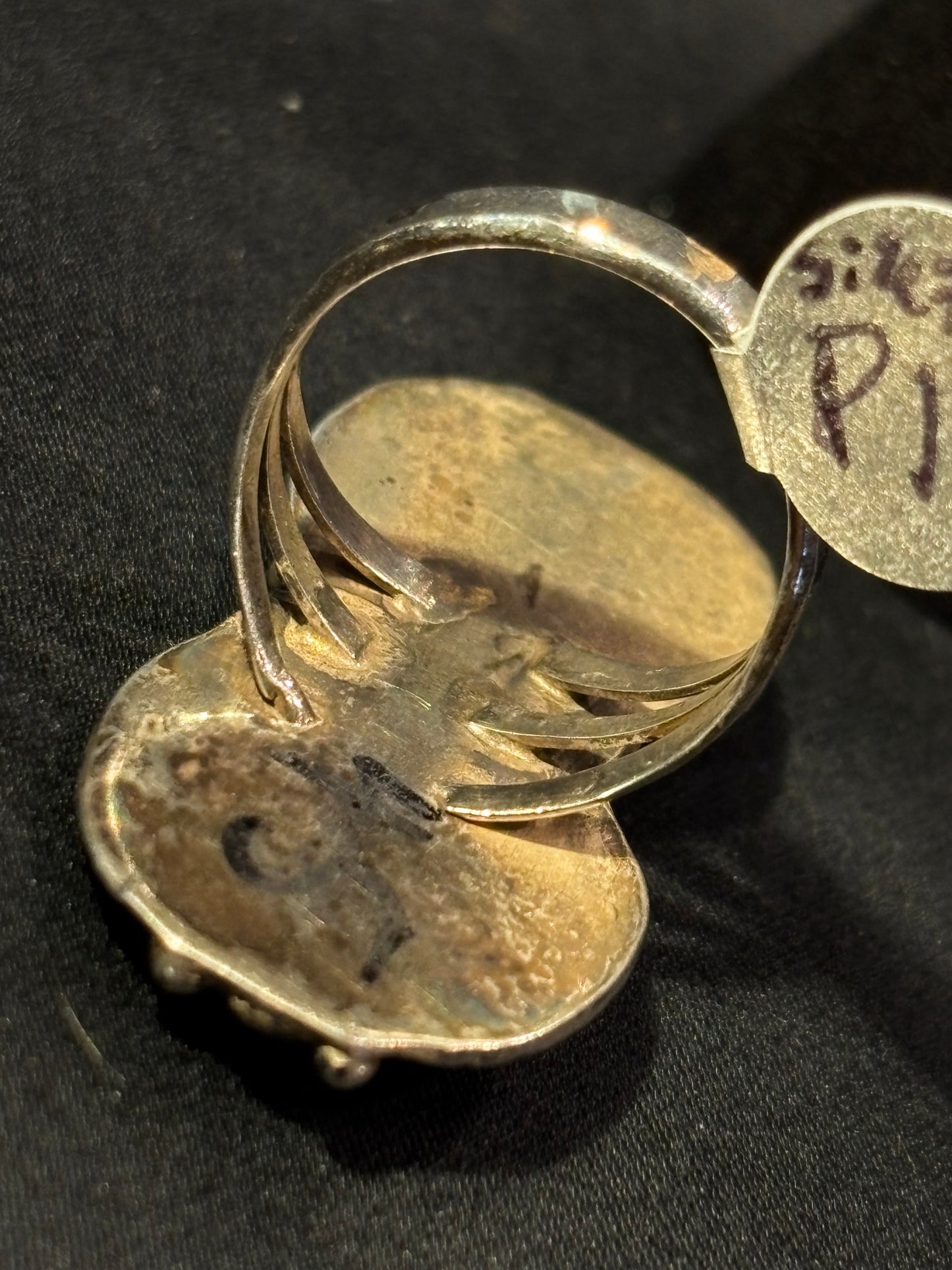 Triple Stacked Feather lined Stones Ring