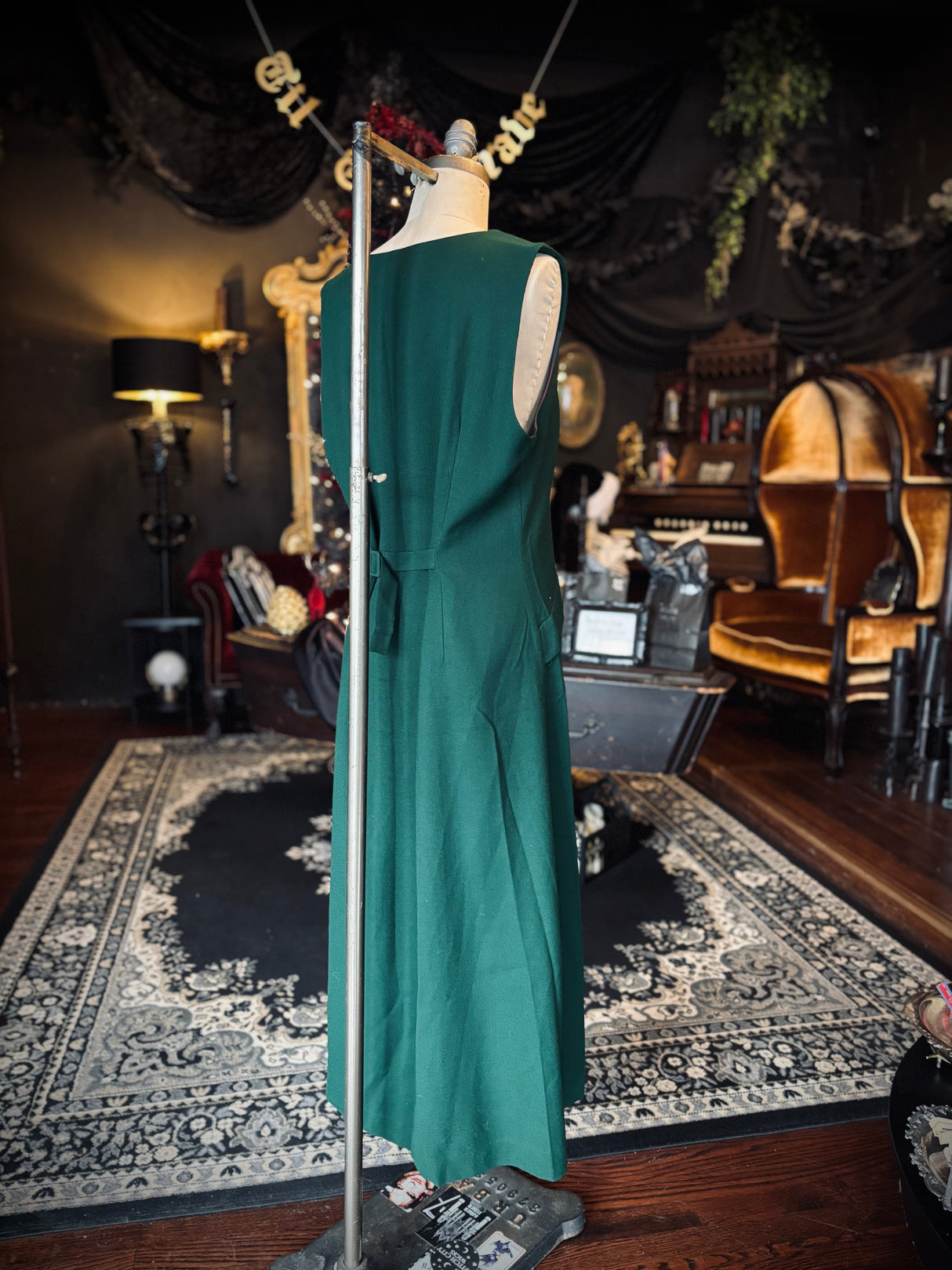 Vintage Talbots Sara Campbell Emerald Green Wool Button Down Midaxi Dress