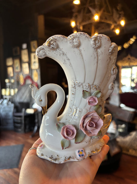 Porcelain Swan with Bone china roses