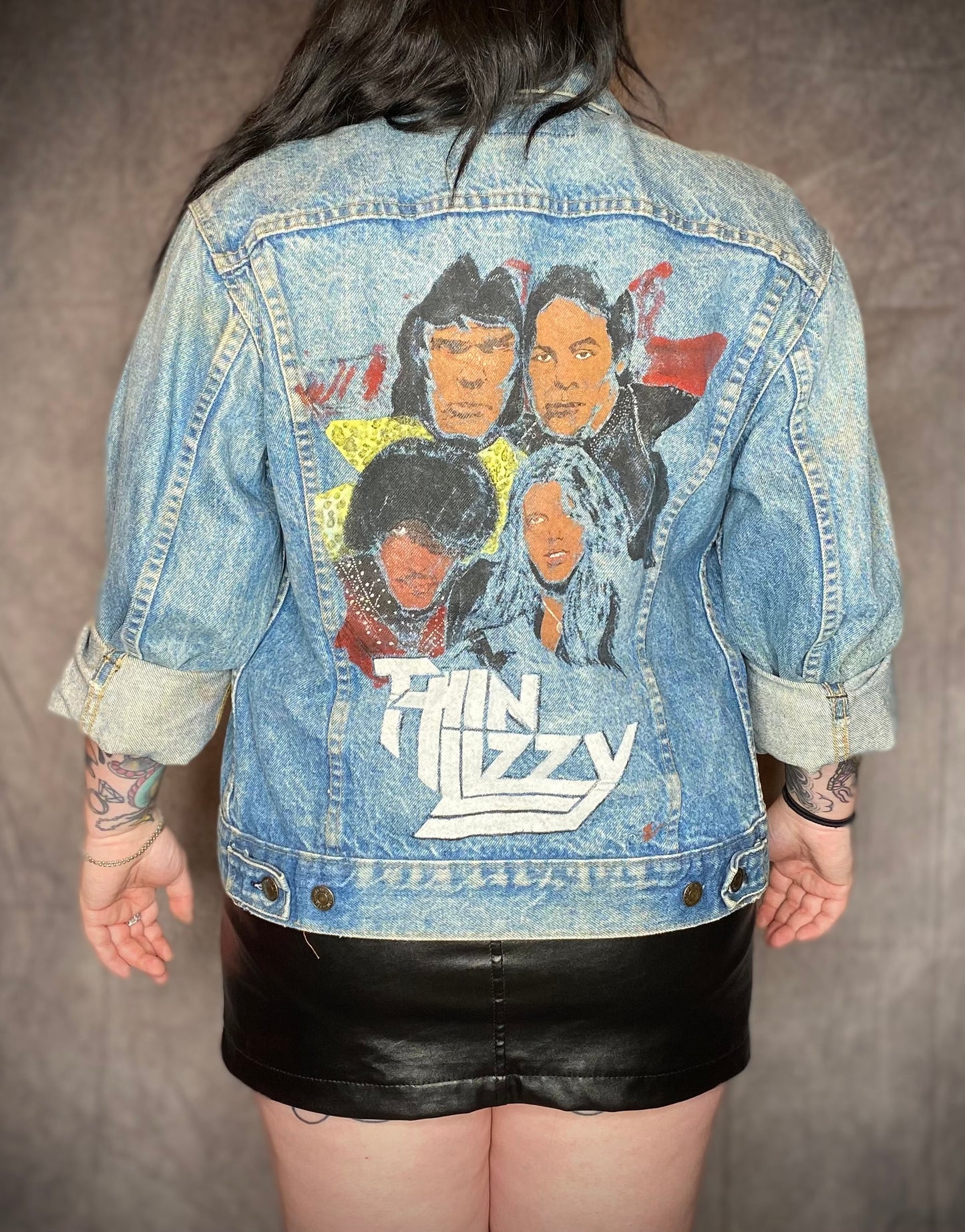 RARE Vintage Levi’s Denim Jacket w/ Custom Thin Lizzy Back Painting