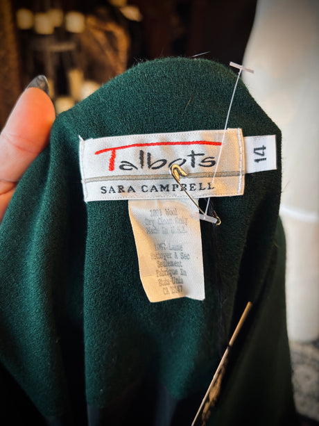 Vintage Talbots Sara Campbell Emerald Green Wool Button Down Midaxi Dress