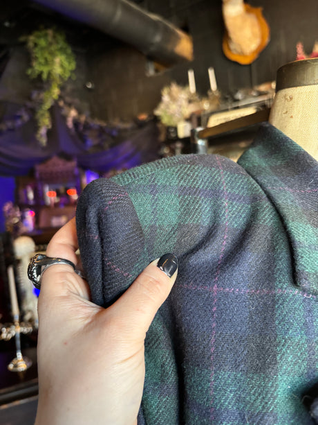Vintage Sag Harbor Green and Black Plaid Blazer