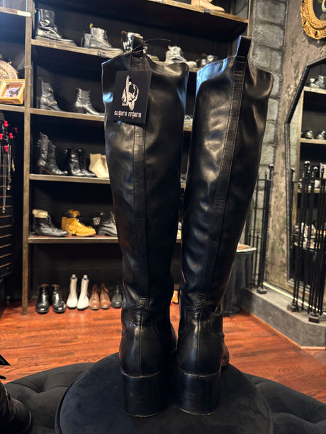 Jeffery Campbell Black Thigh High Pinched Toe Boots