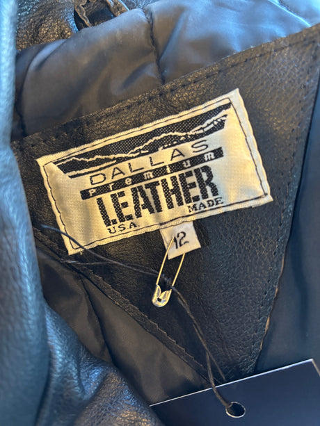 Vintage Dallas Premium Black Cropped Leather Motorcycle Jacket