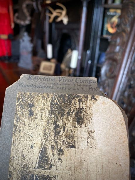 Vintage Stereoscope With German War Photo 3D Viewing Card