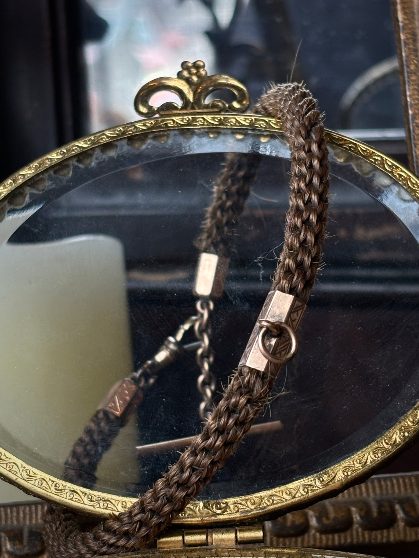 Antique Edwardian Human Hair Double Albert Pocket Watch Chain