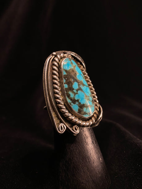 Vintage Sterling Silver Large Turquoise Statement Ring