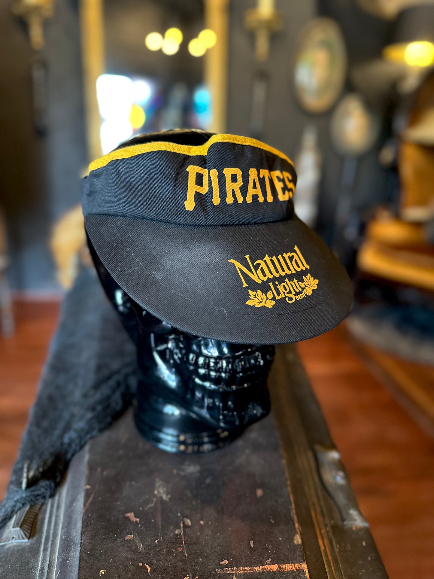 Vintage Natural Natty Light Pittsburgh Pirates Black Visor Hat