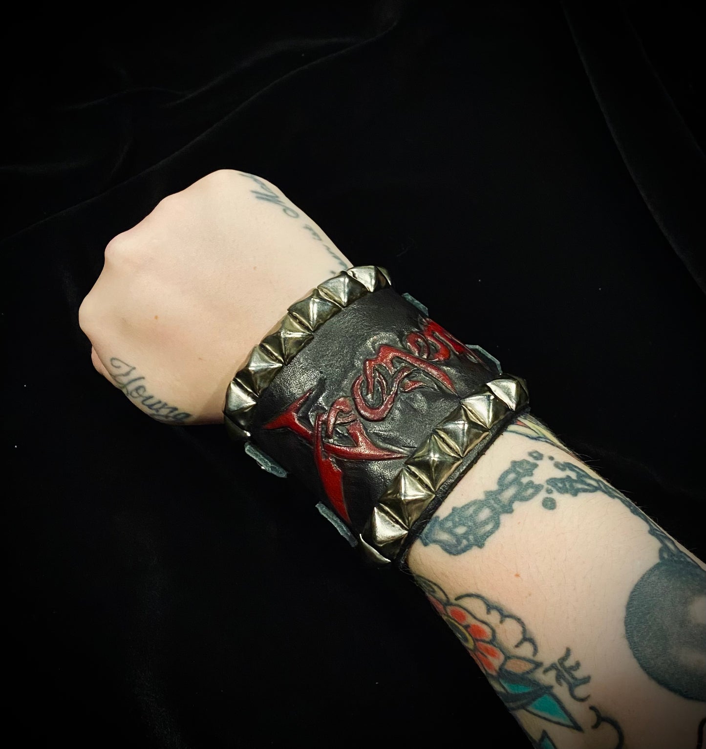 Diggers Leather Studded “Venom” Buckled Wrist Cuff