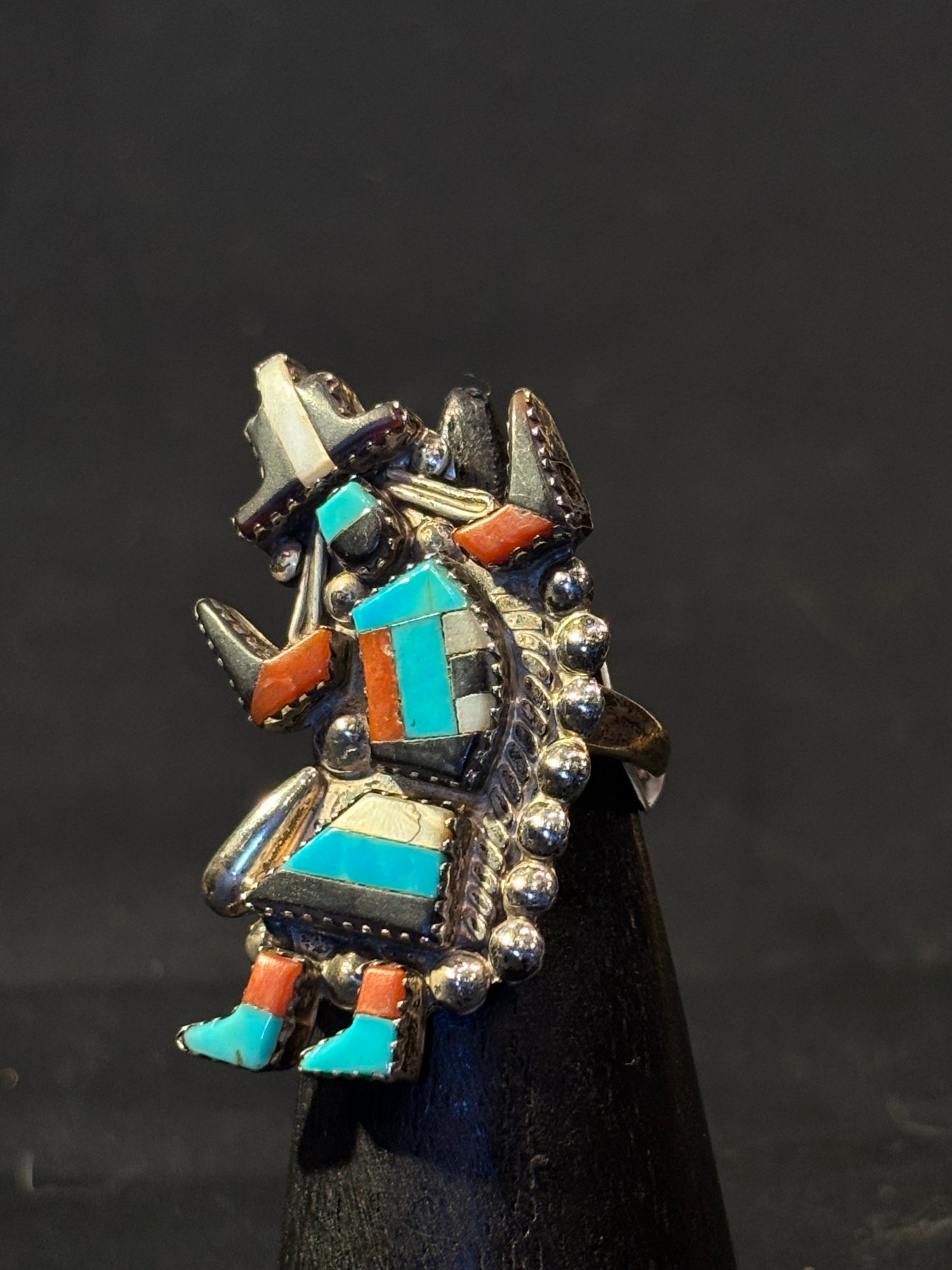 Silver Zuni Knifewing Kachina Dancer Ring