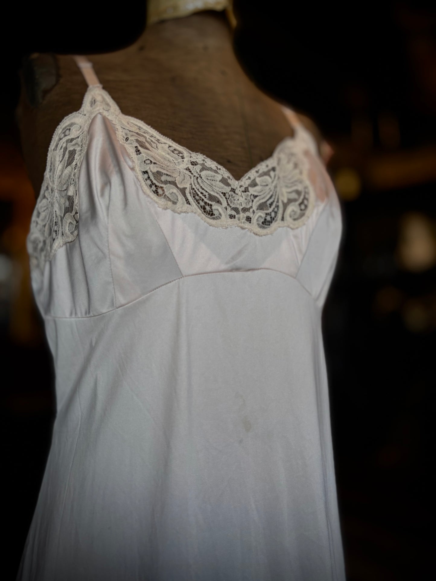 Champaigne Lace Trim Slip Dress