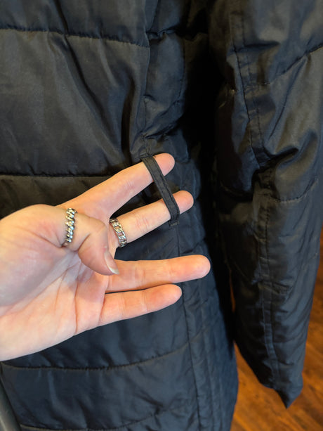 Black and Faux Fur Trim Hooded Puffer Parka Coat