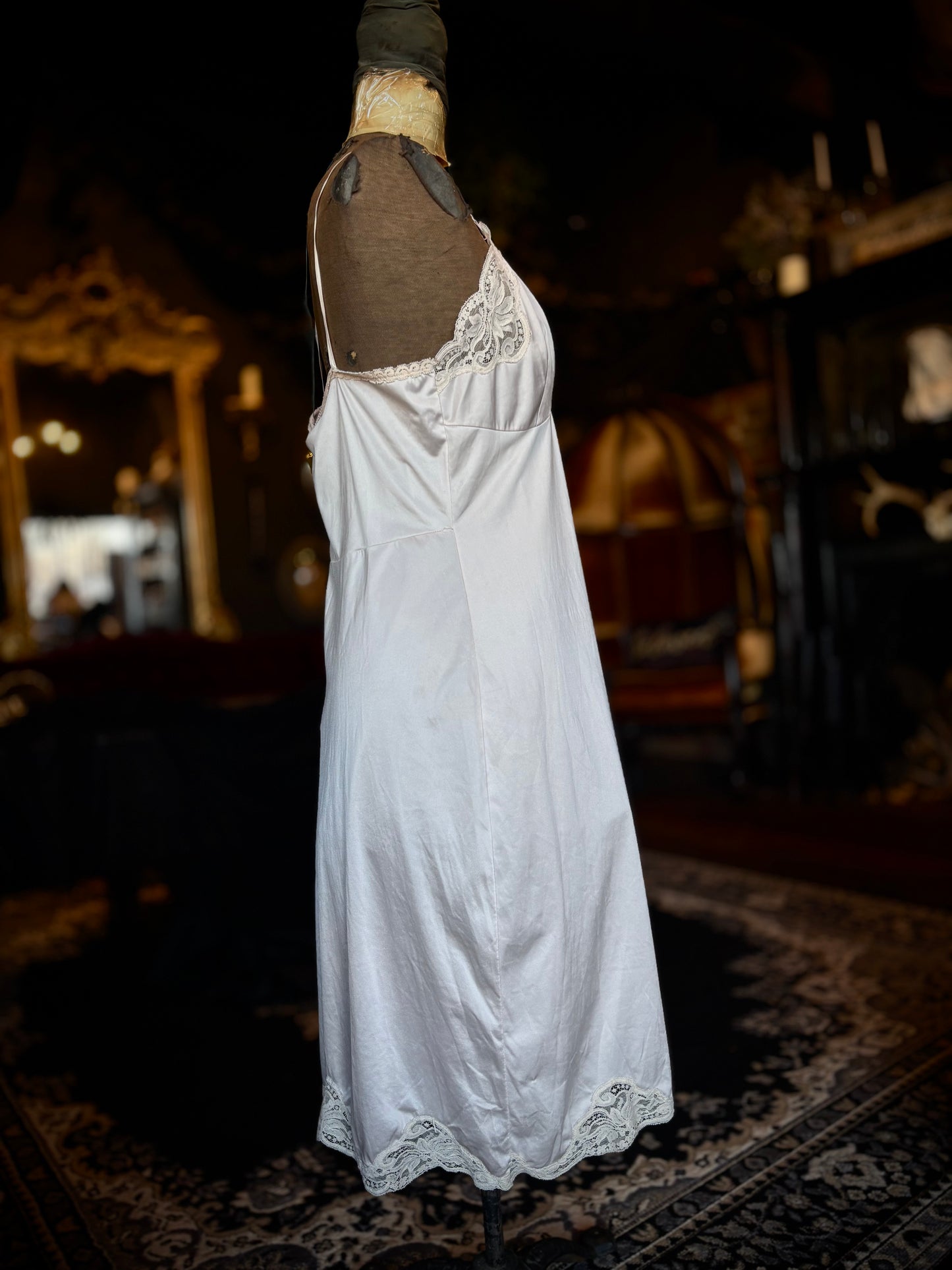 Champaigne Lace Trim Slip Dress