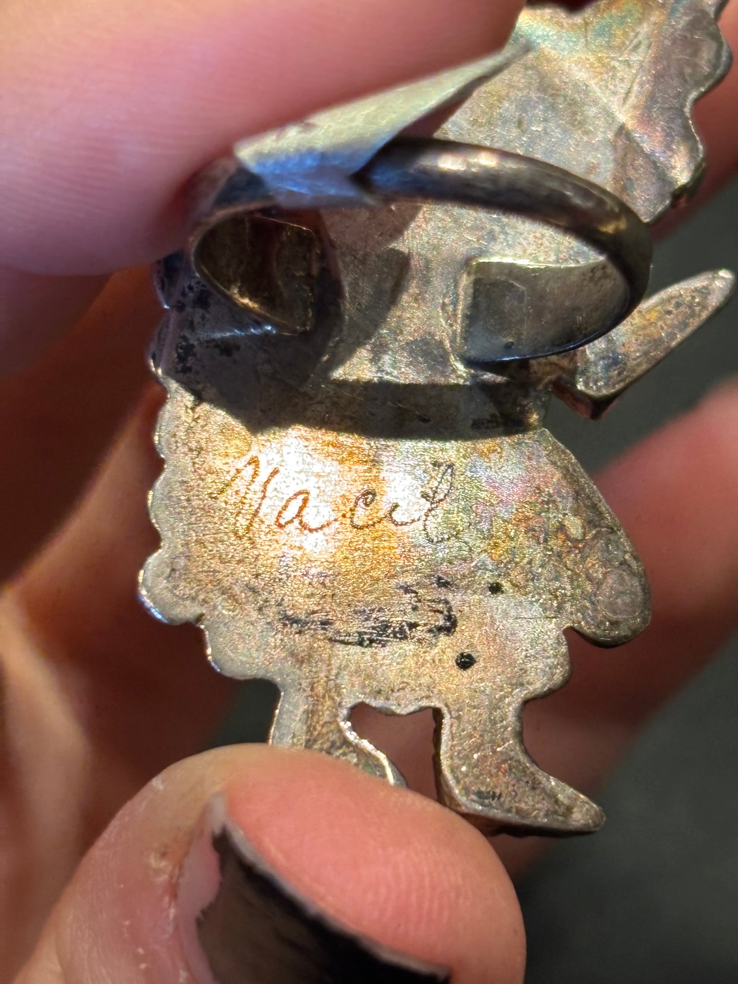 Silver Zuni Knifewing Kachina Dancer Ring