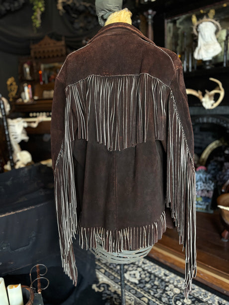 Vintage Brown Suede Fringe Jacket