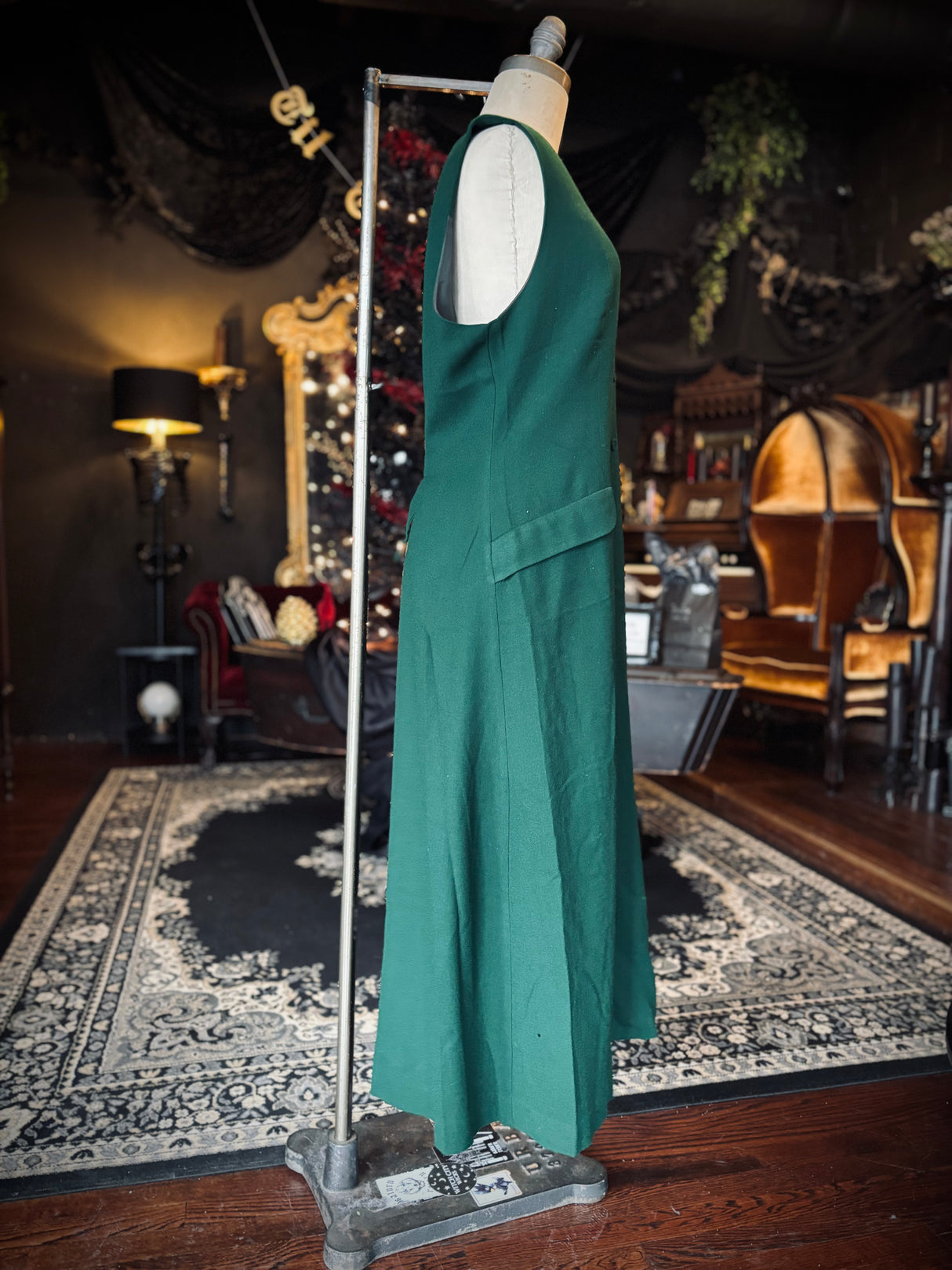 Vintage Talbots Sara Campbell Emerald Green Wool Button Down Midaxi Dress