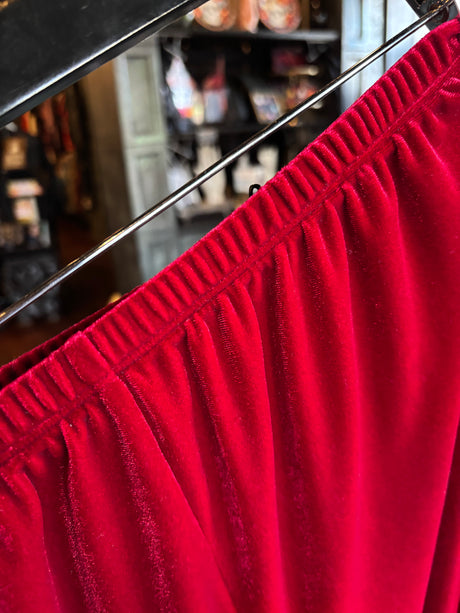 Grave Details Dark Red Velvet Cozy Bloomer Capri Pants