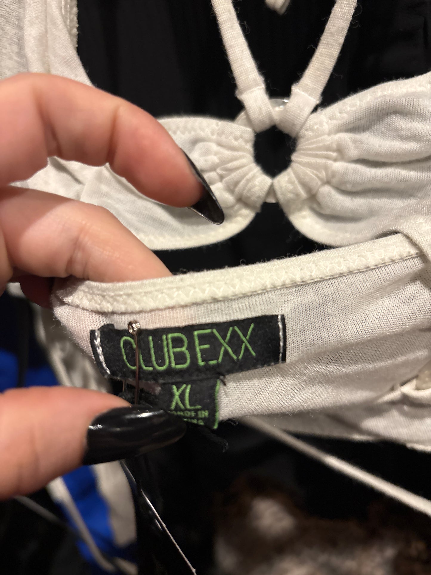 CLUBEXX Strappy white long sleeve hooded top