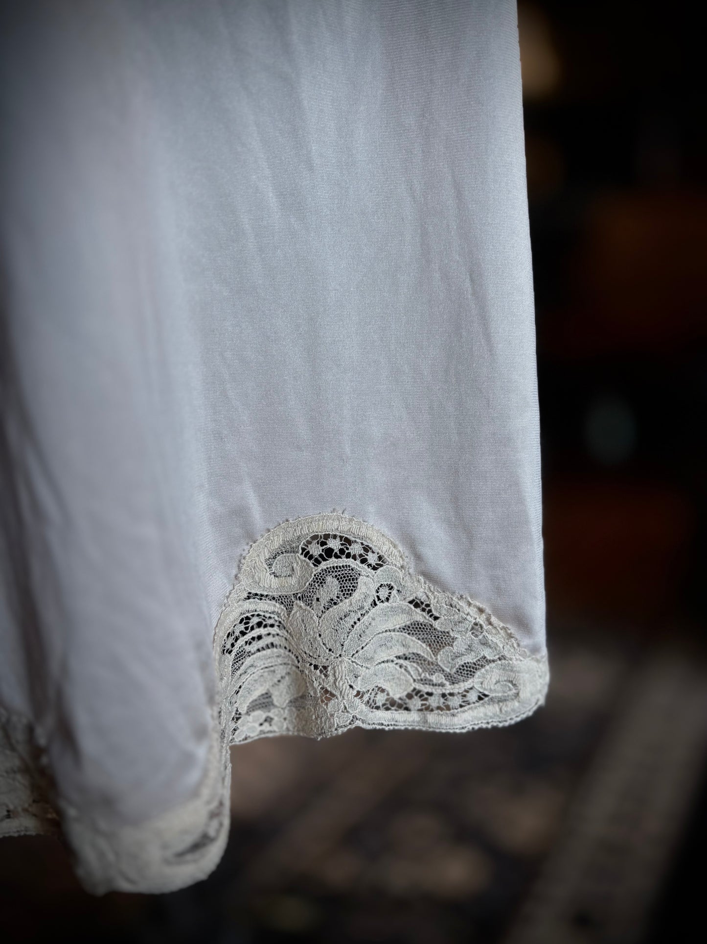 Champaigne Lace Trim Slip Dress