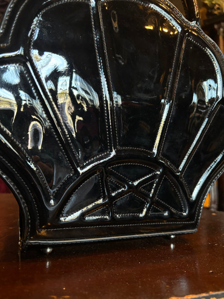 Killstar Black Vinyl Seashell Handbag w/Adjustable Crossbody Strap