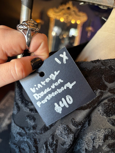 Vintage 90’s Diane Von Furstenberg Black Velvet Midaxi Dress