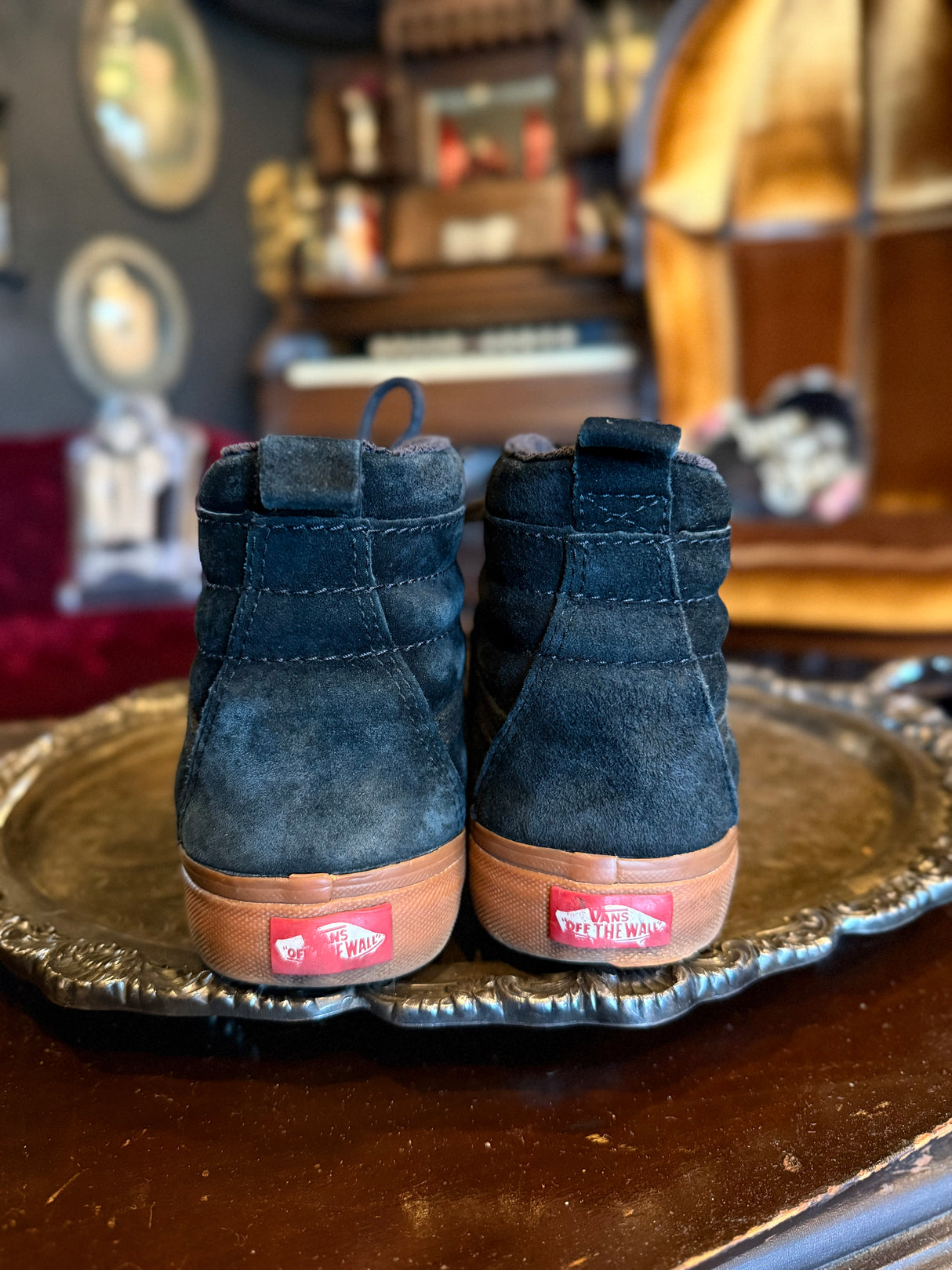 Van’s Black Suede and Tan Hi-Top Skateboarding Scotchgard Protected Insulated Sneakers
