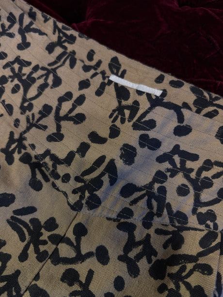 Mirth Vintage Straight Leg Tan with Black Floral Print High Waisted Pants
