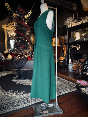 Vintage Talbots Sara Campbell Emerald Green Wool Button Down Midaxi Dress
