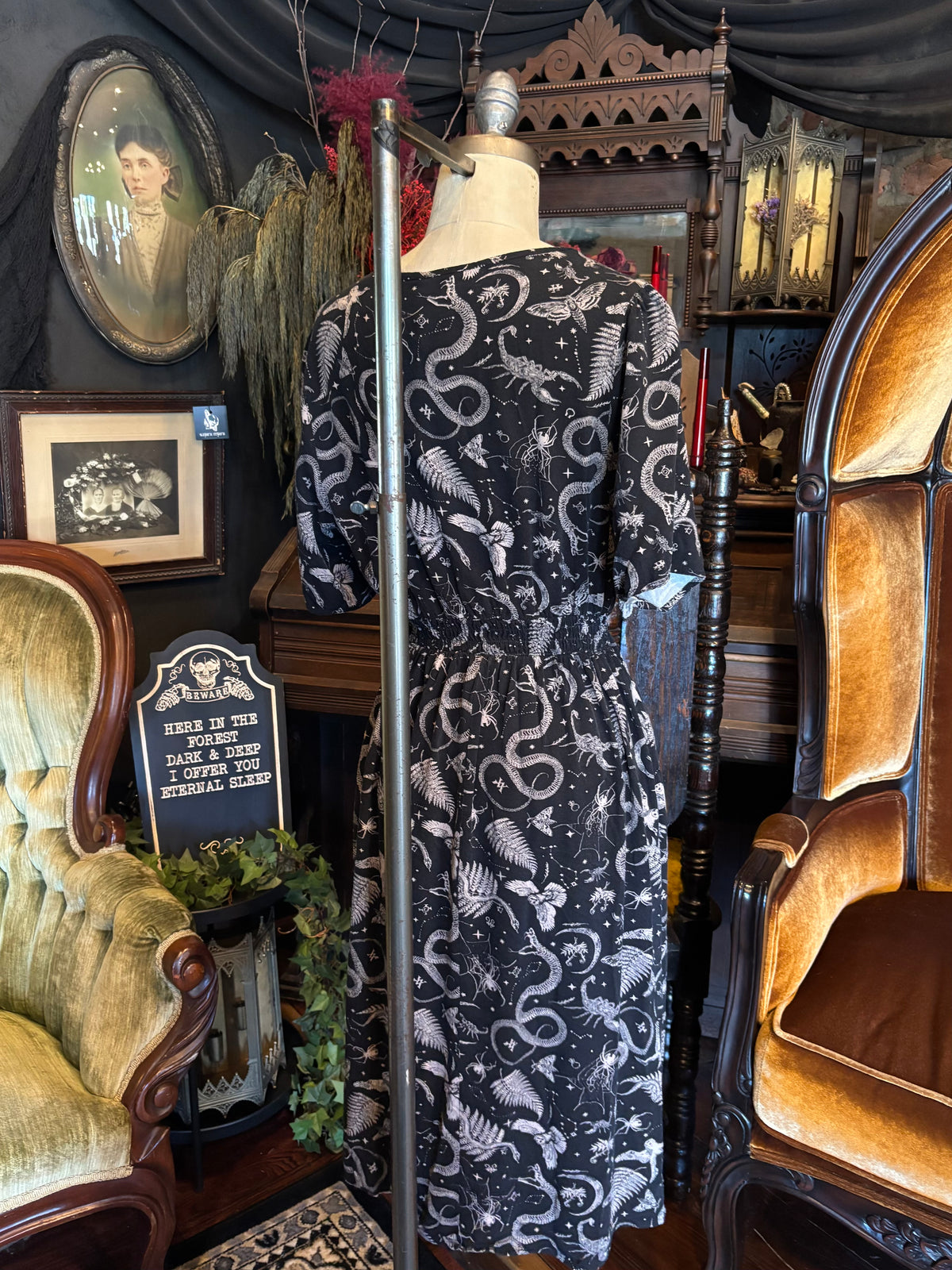 Midnight Hour Witchy Fit and Flare Graphic Midi Dress