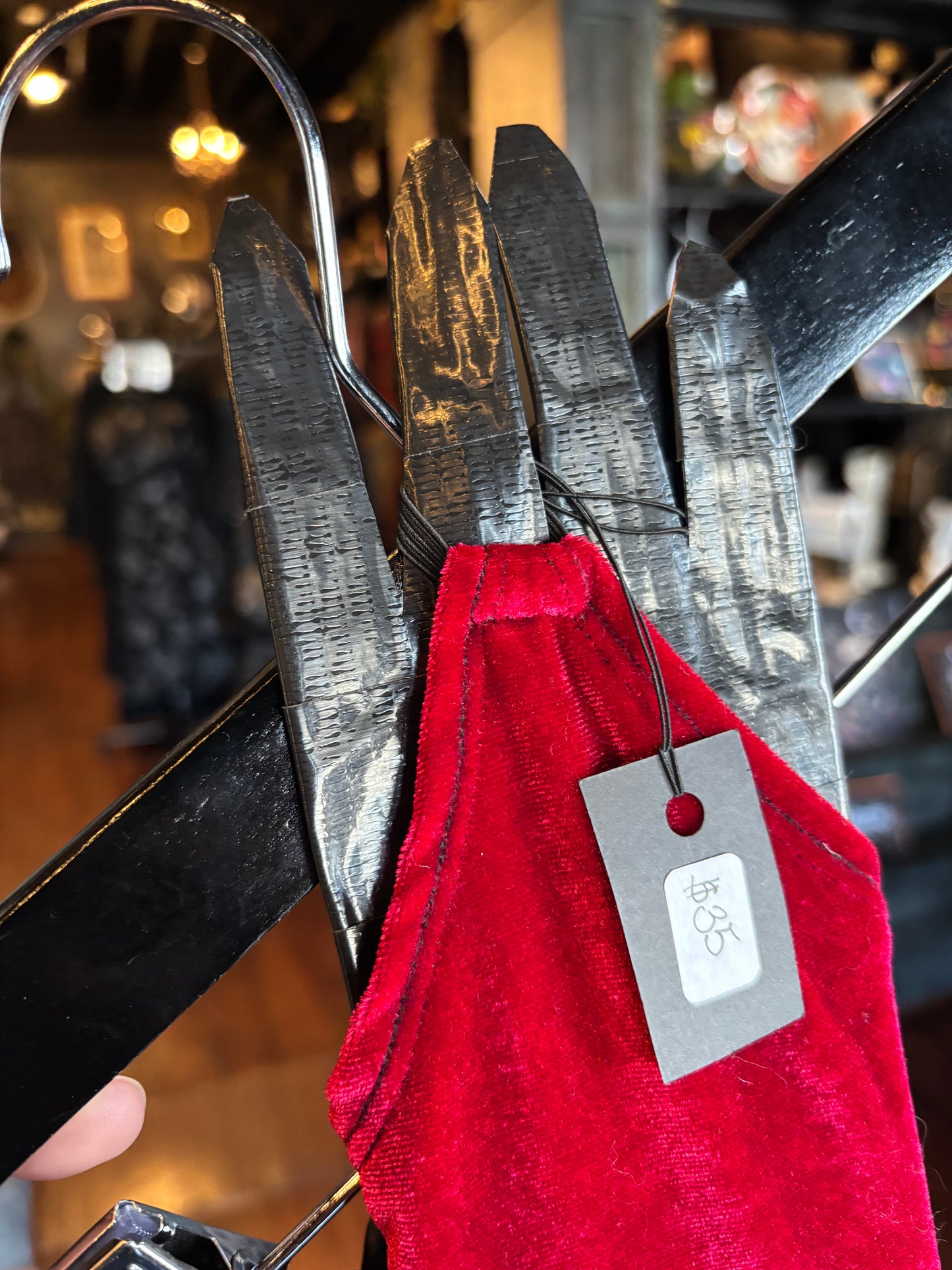 Grave Details Hand Made Pair of Fingerless Opera Gloves RED