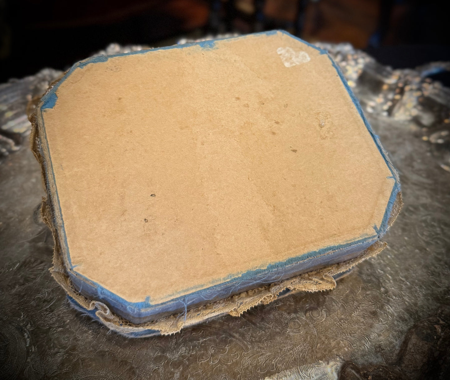 Antique Floral Lace Sewing Box