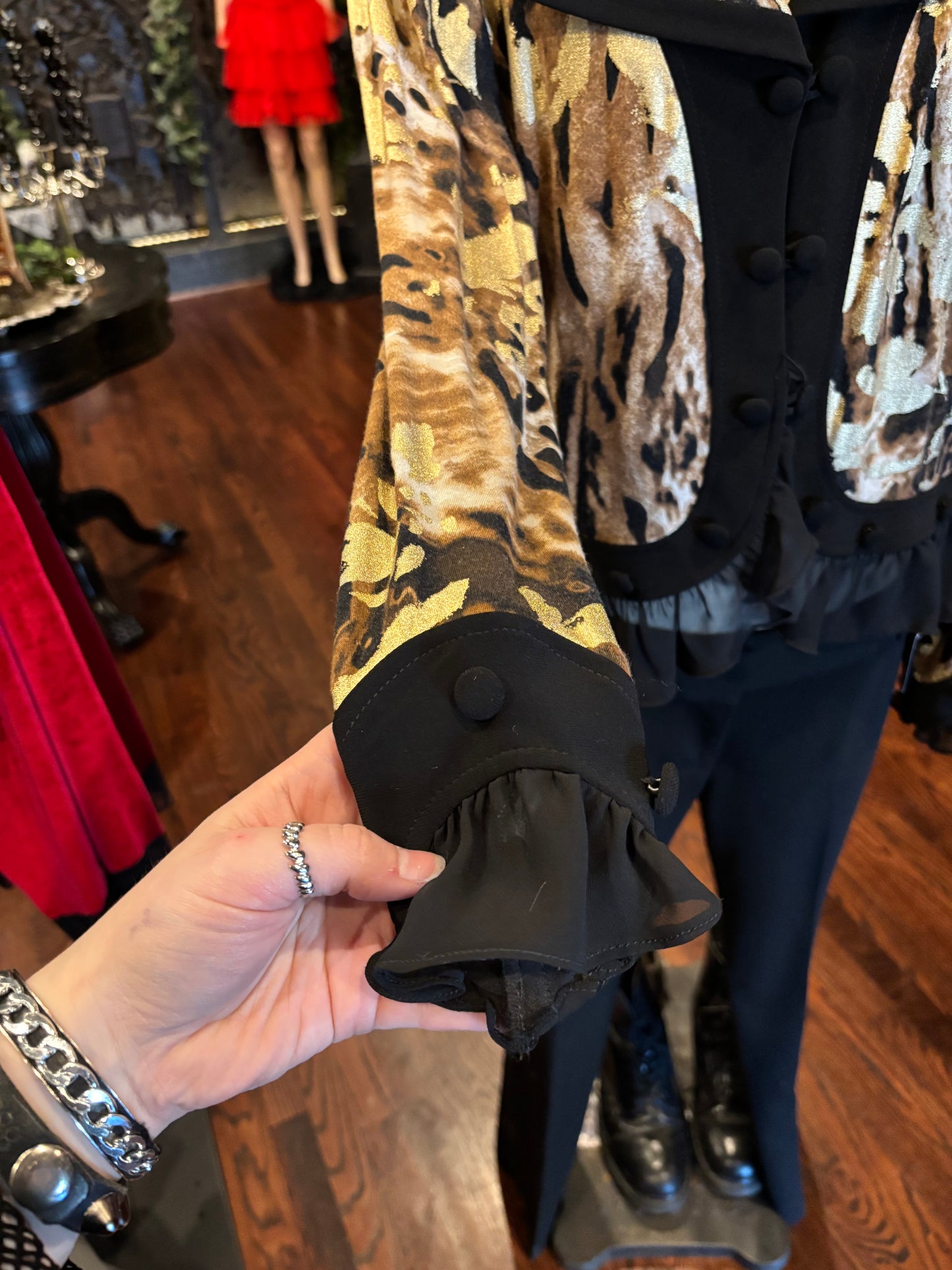 Vintage Joseph Ribhoff Cropped Animal Print Blazer