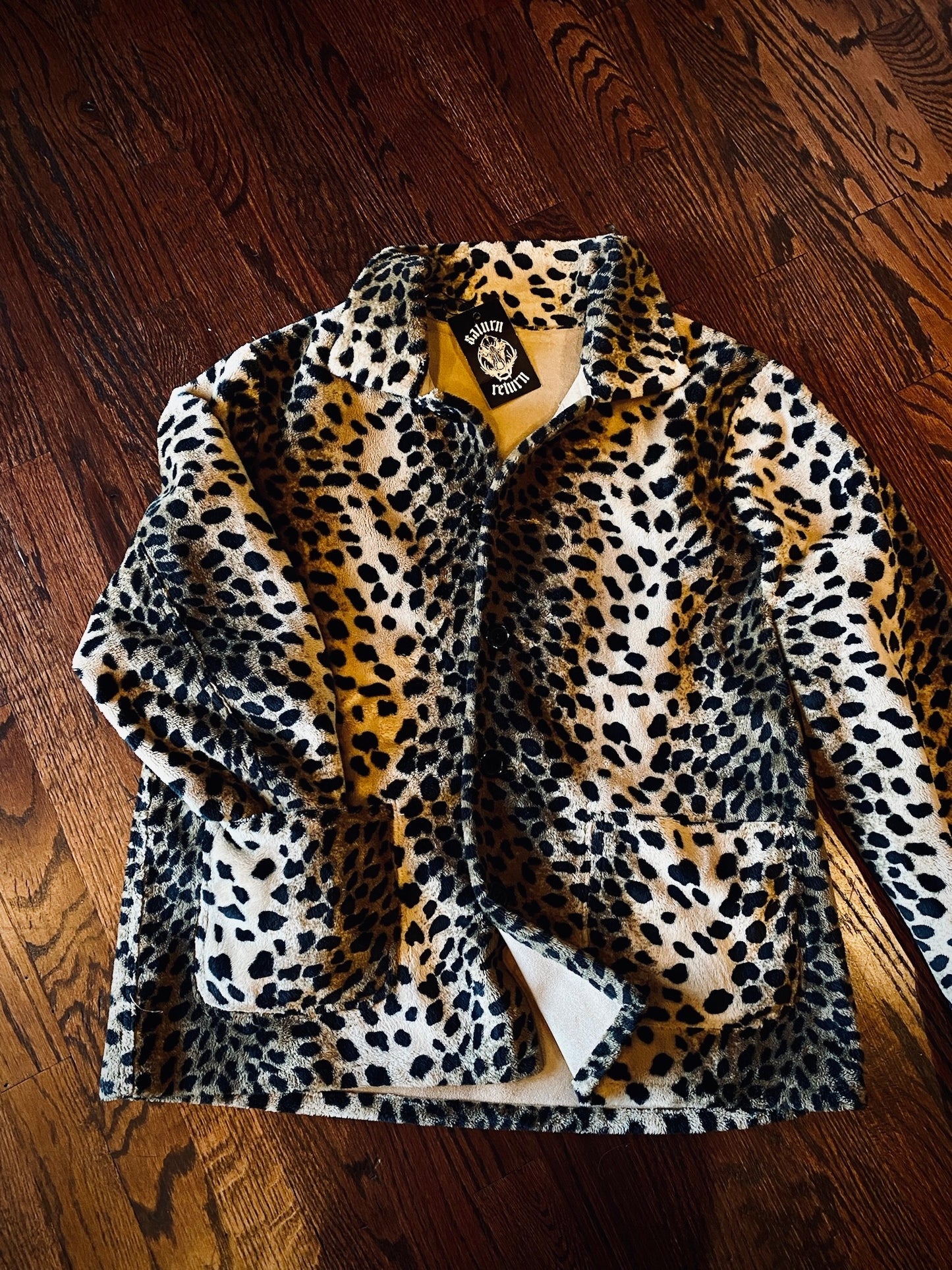 Crushed Velvet Cheetah Print Coat